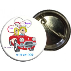 Badge de mariage just married