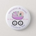 Badge de naissance fille avec poussette