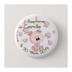 Badge de baptême fille avec papillons