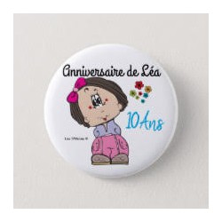 Badge de baptême fille avec fleurs