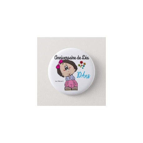 Badge de baptême fille avec fleurs