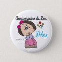 Badge d'anniversaire fille avec fleurs