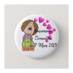 Badge de d'anniversaire fille avec cœurs