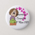 Badge d'anniversaire fille avec cœurs